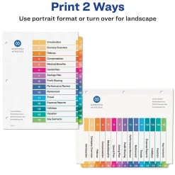 Dividers|Avery Ready Index Table of Contents Paper Dividers, 1-15 Tabs, Multicolor, 6 Sets/Pack (11197)