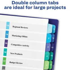 Dividers|Avery Ready Index Table of Contents Double Column Paper Dividers, 1-24 Tabs, Multicolor (11321)