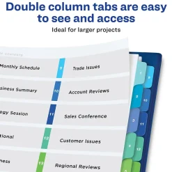 Dividers|Avery Ready Index Table of Contents Double Column Paper Dividers, 1-16 Tabs, Multicolor (11320)