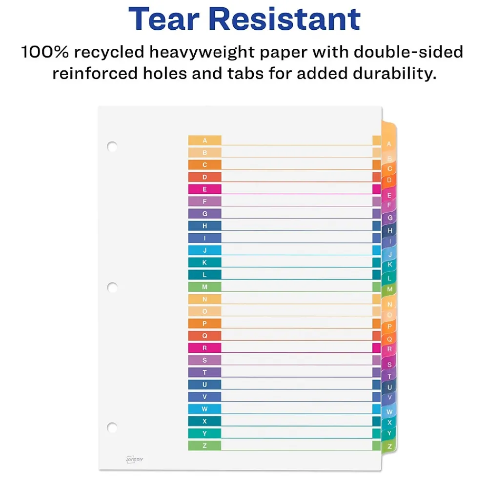Dividers|Avery Ready Index Table of Contents EcoFriendly Paper Dividers, A-Z Tabs, Multicolor (11085)
