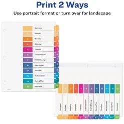 Dividers|Avery Ready Index Table of Contents EcoFriendly Paper Dividers, 1-12 Tabs, Multicolor, 3 Sets/Pack (11083)