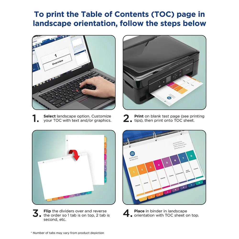 Dividers|Avery Ready Index Table of Contents EcoFriendly Paper Dividers, 1-10 Tabs, Multicolor, 3 Sets/Pack (11082)