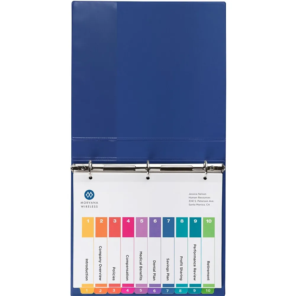 Dividers|Avery Ready Index Table of Contents EcoFriendly Paper Dividers, 1-10 Tabs, Multicolor, 3 Sets/Pack (11082)