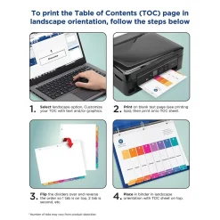 Dividers|Avery Ready Index Table of Contents Paper Dividers, 1-5 Tabs, Multicolor, 24 Sets/Box (11167)