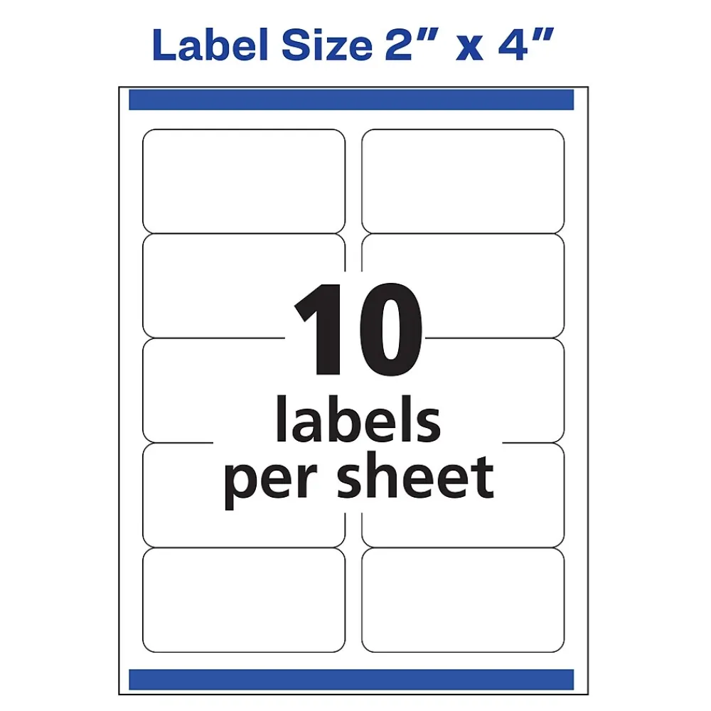 Avery Repositionable Inkjet Shipping Labels, 2" x 4", White, 250 Labels/Pack (58163)