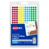 Labels|Avery See-Through Color Coding Labels, 1/4" Diameter, Translucent Assorted Colors, 864 Labels/Pack (5796)