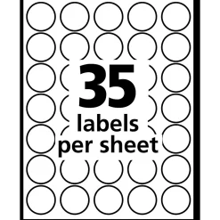 Labels|Avery See-Through Hand Written Color Coding Labels, 3/4" Dia., Translucent Assorted Colors, 35/Sheet, 29 Sheets/Pack (5473)
