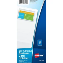 Sheet Protectors|Avery Self-Adhesive Business Card Holders, Holds 2" x 3.5" Cards, Clear, Top Loading, 10/Pack (73720)