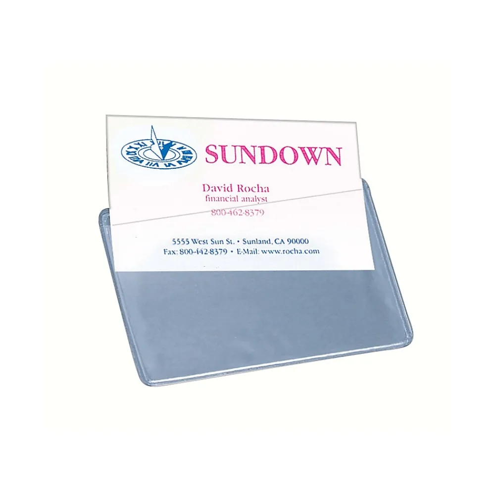 Sheet Protectors|Avery Self-Adhesive Business Card Holders, Holds 2" x 3.5" Cards, Clear, Top Loading, 10/Pack (73720)