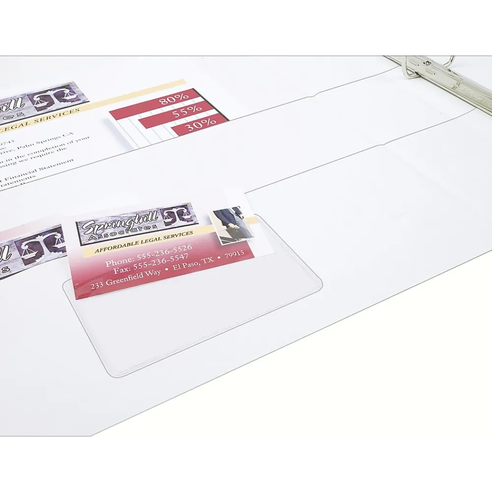 Sheet Protectors|Avery Self-Adhesive Business Card Holders, Holds 2" x 3.5" Cards, Clear, Top Loading, 10/Pack (73720)