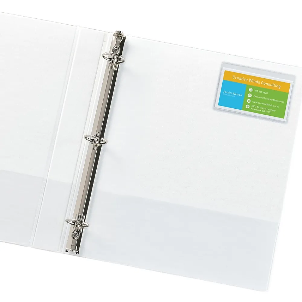 Sheet Protectors|Avery Self-Adhesive Business Card Holders, Holds 2" x 3.5" Cards, Clear, Top Loading, 10/Pack (73720)