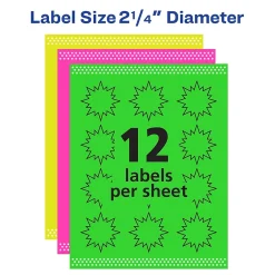 Labels|Avery Sure Feed Laser Burst Label, 2 1/4
