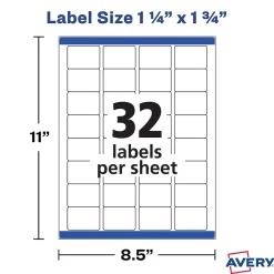 Labels|Avery Sure Feed Laser/Inkjet Durable Labels, 1.25