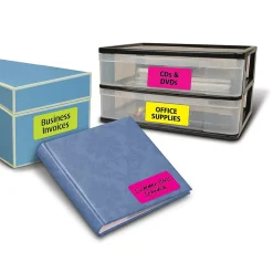 Labels|Avery Sure Feed Laser/Inkjet ID Labels, 2 x 4, Assorted Neon, 120 Labels/Pack (6481)