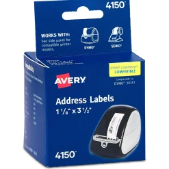 Outlet Avery Thermal Address Labels, 1-1/8" x 3-1/2", White, 260 Labels/Box (4150)