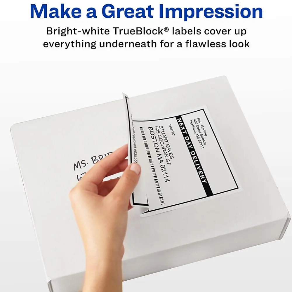Hot Avery TrueBlock Laser Shipping Labels, 5-1/2" x 8-1/2", White, 1,000 Labels/Box (95900)