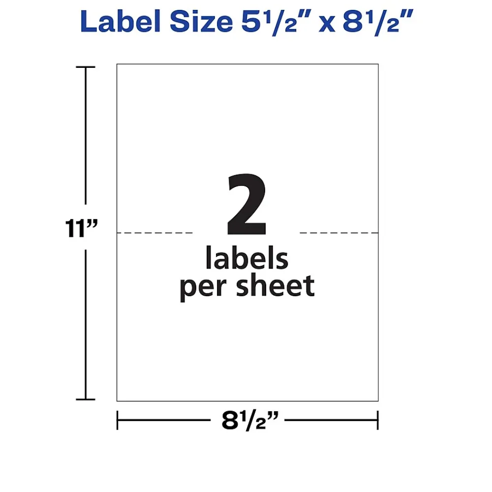 Hot Avery TrueBlock Laser Shipping Labels, 5-1/2" x 8-1/2", White, 1,000 Labels/Box (95900)
