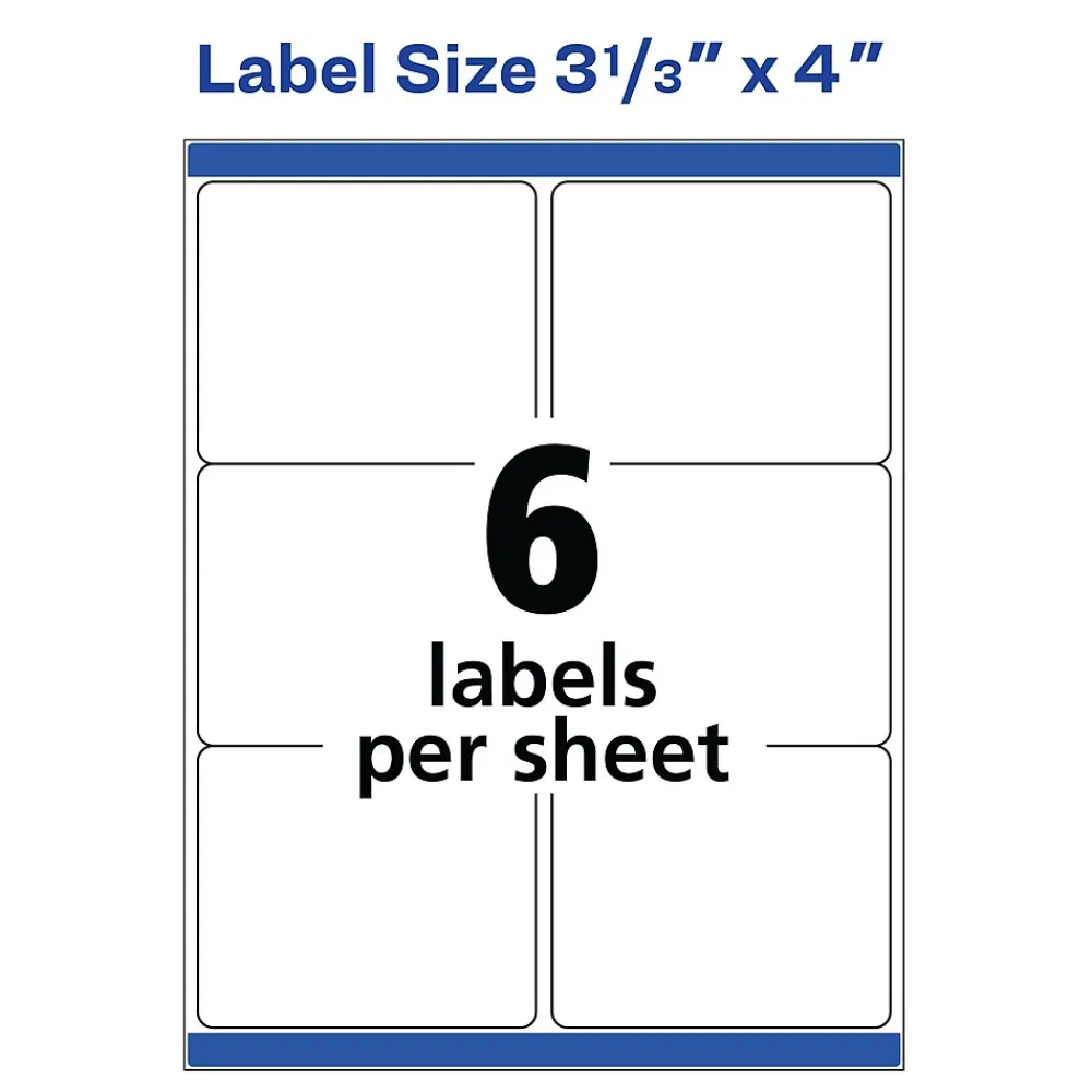 Sale Avery TrueBlock Laser Shipping Labels, 3-1/3" x 4", White, 150 Labels/Pack (5264)