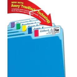 Labels|Avery TrueBlock Laser/Inkjet Extra Large File Folder Labels, 15/16