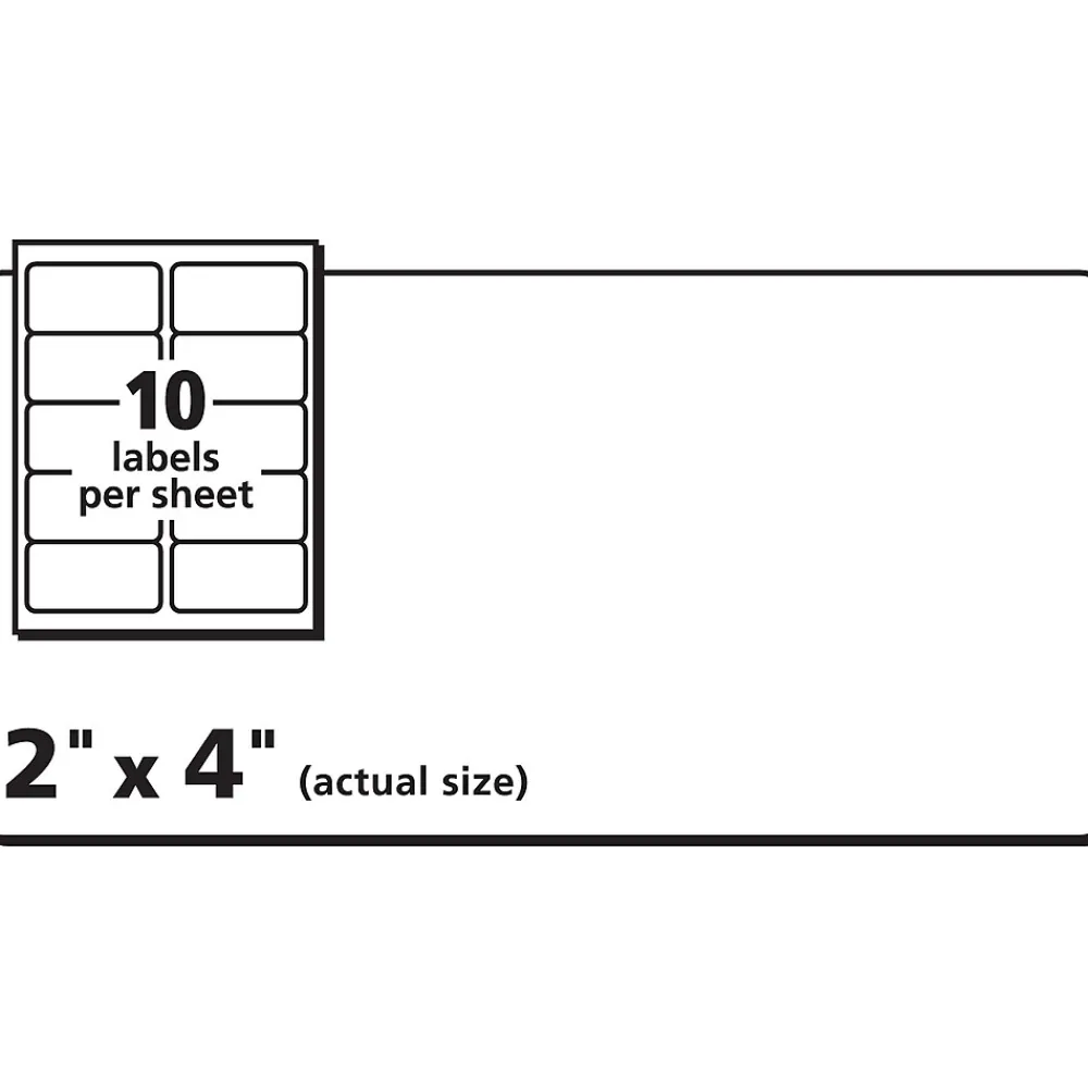 New Avery TrueBlock Shipping Labels, 2" x 4", White, 100 Labels/Pack (18163)