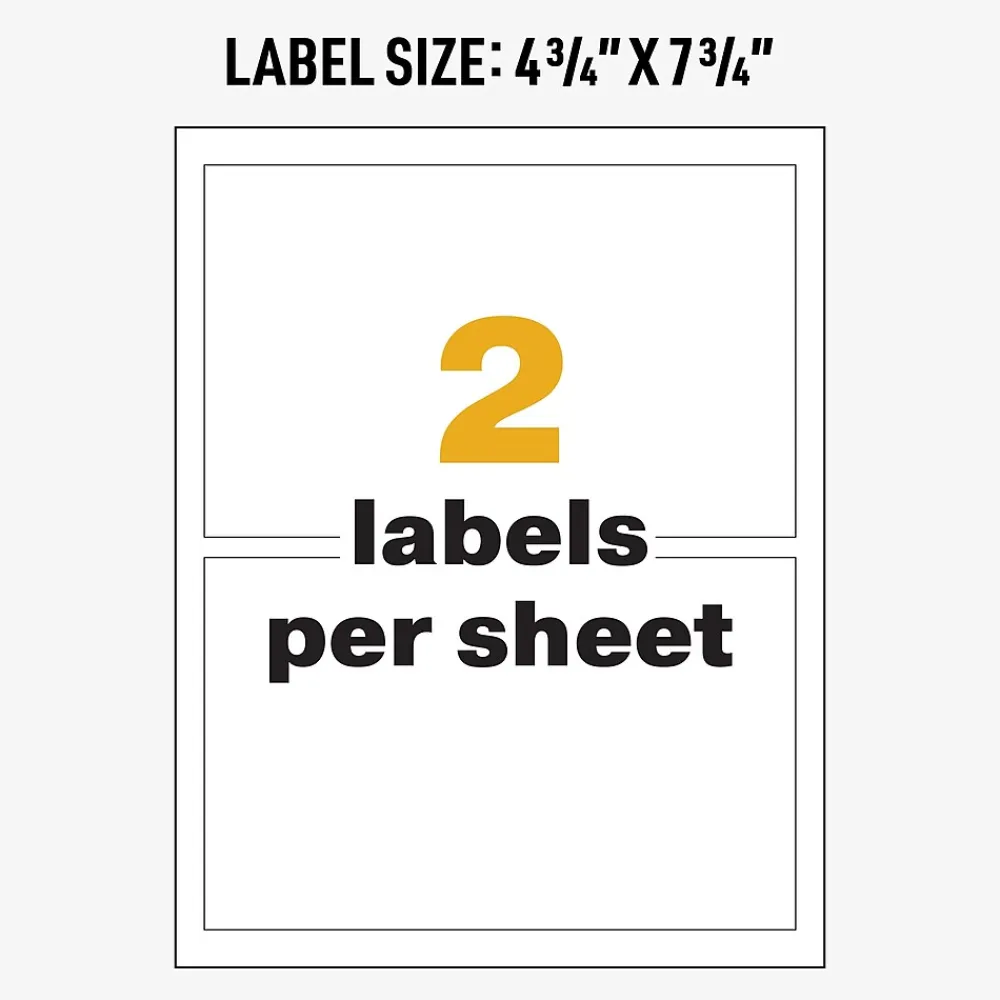 Labels|Avery UltraDuty Waterproof Laser GHS Chemical Labels 4-3/4" x 7-3/4", White, 100 Labels/Box (60502)