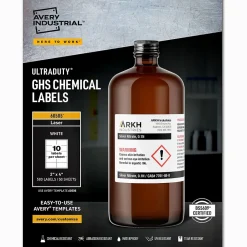 Labels|Avery UltraDuty Waterproof Laser GHS Chemical Labels, 2" x 4", White, 500 Labels/Box (60505)