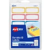 Labels|Avery Water-Resistant Laser/Inkjet ID Labels on 4" x 6" Sheets, 3/4" x 1-3/4", Assorted Border Colors, 60 Labels/Pack (41442)