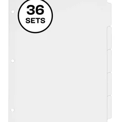 Dividers|Avery Write & Erase Paper Dividers, 5 Tabs, White, 36 Sets/Box (11506)
