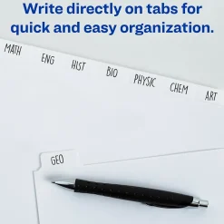 Dividers|Avery Write & Erase Paper Dividers, 5 Tabs, White, 36 Sets/Box (11506)