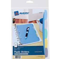Dividers|Avery Write & Erase Plastic Mini Dividers, 5 Tabs, Multicolor (16180)