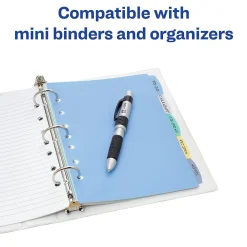 Dividers|Avery Write & Erase Plastic Mini Dividers, 5 Tabs, Multicolor (16180)