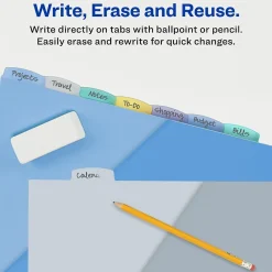 Dividers|Avery Write & Erase Pocket Plastic Dividers, 8 Tabs, Multicolor (16177)