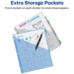 Dividers|Avery Write & Erase Pocket Plastic Dividers, 8 Tabs, Multicolor (16177)