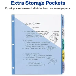 Dividers|Avery Write & Erase Pocket Plastic Dividers, 5 Tabs, Multicolor (16176)