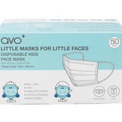 AVO+ 3-ply Disposable Face Mask, Kids', Blue, 50/Box (SMN200055)