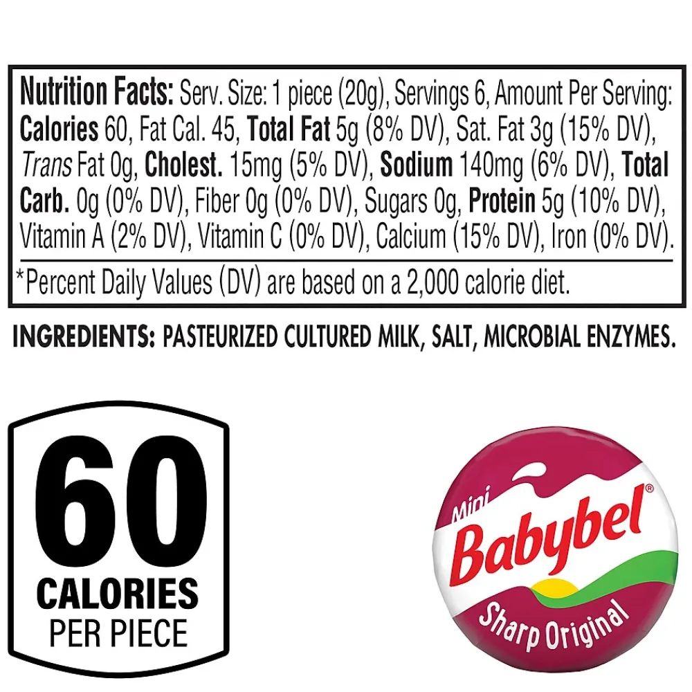 Babybel Mini Variety Cheese, 4.5 oz., 5/Pack (600-00234)