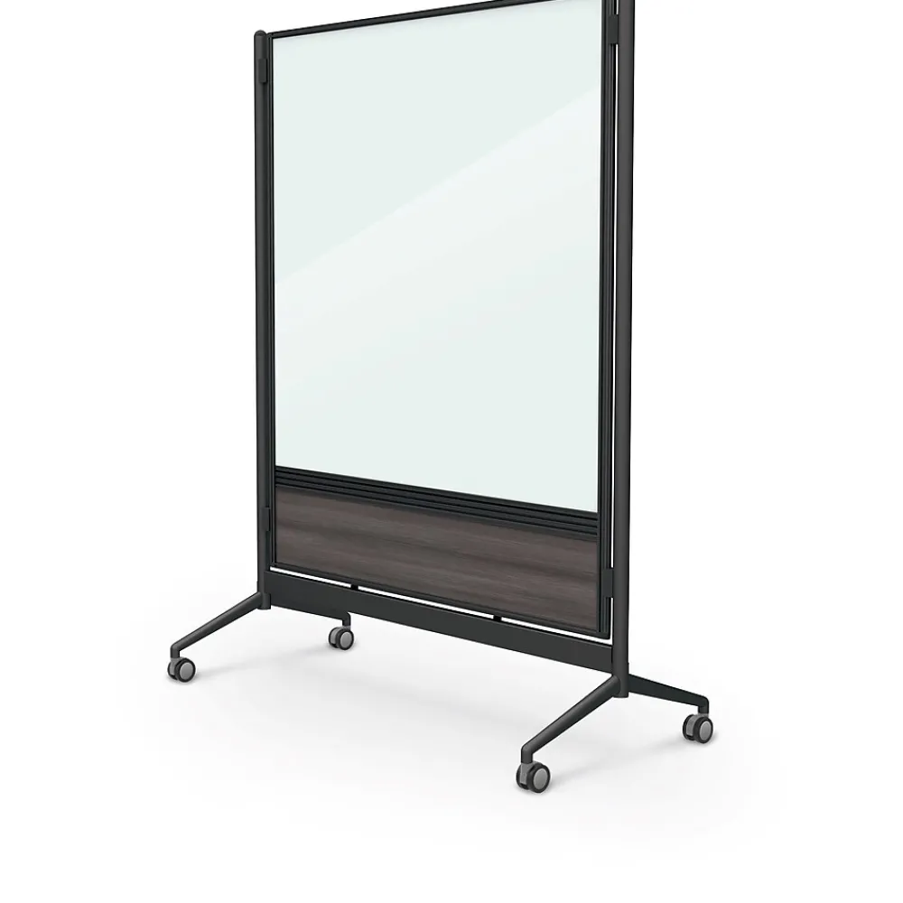 Dry Erase*Balt D.O.C. Glass Room Divider, Black Aluminum Frame, 58" x 46.3" (8221D-7998)