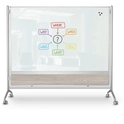 Dry Erase*Balt D.O.C. Glass Room Divider, Silver Aluminum Frame, 58