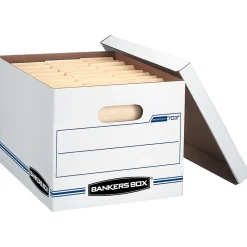 File Storage|Bankers Box® Bankers Box Easylift Corrugated File Storage Boxes, Lift-Off Lid, Letter/Letter Size, White/Blue, 12/Ct (0006301)
