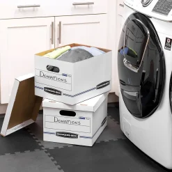 File Storage|Bankers Box® Bankers Box Easylift Corrugated File Storage Boxes, Lift-Off Lid, Letter/Letter Size, White/Blue, 12/Ct (0006301)