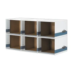 File Storage|Bankers Box® Bankers Box File/Cube™ Quick Set-Up Corrugated File Storage Box Shells, Letter/Legal Size, White/Blue, 6/Carton (0162601)
