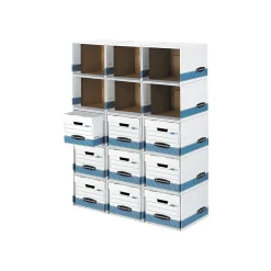 File Storage|Bankers Box® Bankers Box File/Cube™ Quick Set-Up Corrugated File Storage Box Shells, Letter/Legal Size, White/Blue, 6/Carton (0162601)