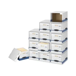 File Storage|Bankers Box® Bankers Box File/Cube™ Quick Set-Up Corrugated File Storage Box Shells, Letter/Legal Size, White/Blue, 6/Carton (0162601)