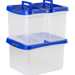 File Storage|Bankers Box® Bankers Box Heavy Duty Locking File Totes, Letter/Legal Size, Blue/Clear (0086201)