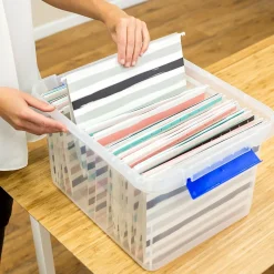 File Storage|Bankers Box® Bankers Box Heavy Duty Locking File Totes, Letter/Legal Size, Blue/Clear (0086201)