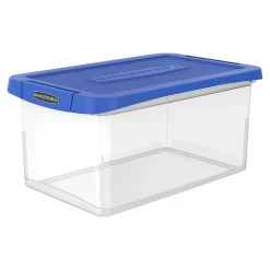 File Storage|Bankers Box® Bankers Box Heavy-Duty Latch Lid Plastic File Box, Letter Size, Blue/Clear, Each (86101)