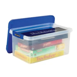 File Storage|Bankers Box® Bankers Box Heavy-Duty Latch Lid Plastic File Box, Letter Size, Blue/Clear, Each (86101)