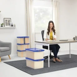 File Storage|Bankers Box® Bankers Box Heavy-Duty Latch Lid Plastic File Box, Letter Size, Blue/Clear, Each (86101)