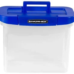 File Storage|Bankers Box® Bankers Box Heavy-Duty Plastic Portable File Storage Box, Letter Size, Blue/Clear (0086301)