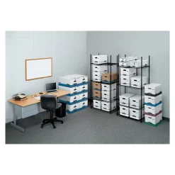 File Storage|Bankers Box® Bankers Box Liberty Heavy-Duty Corrugated File Storage Boxes, Letter Size, White/Blue, 4/Carton (0001103)